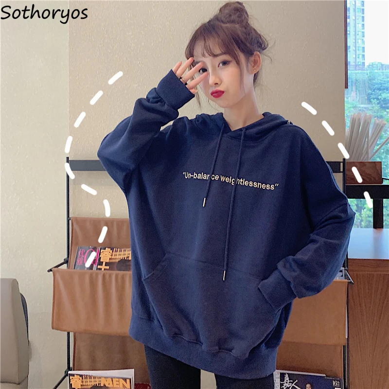 

Hoodies Women Lovely Streetwear Ulzzang Spring Autumn Loose Korean Style Thin Harajuku Printed Simple Fashion Womens Clothing