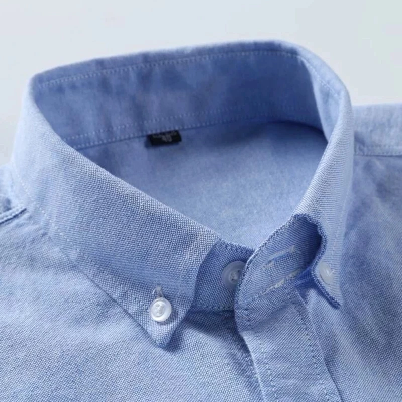S-6XL Casual Pure Cotton Oxford Mens Shirts Long Sleeve Embroidery Horse Design Regular Fit Fashion Button Man White Dress Shirt
