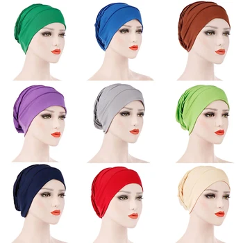 

Muslim Women Hijsbs Cancer Elastic Hat Hair Loss Cap Chemo Turban Cover Headwear Beanie