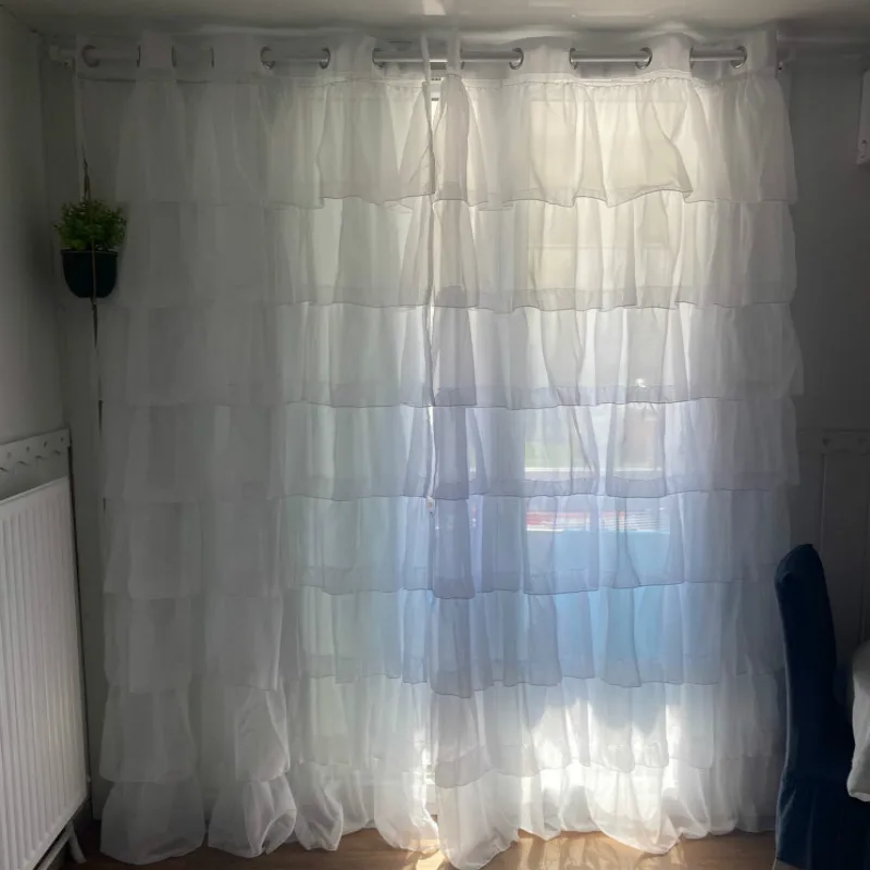 Princess Room Curtain Multi-layer Lace Sheer Tulle Semi-shade Window Curtain Blinds Voild Blind Rod Pocket/Hook/Ring