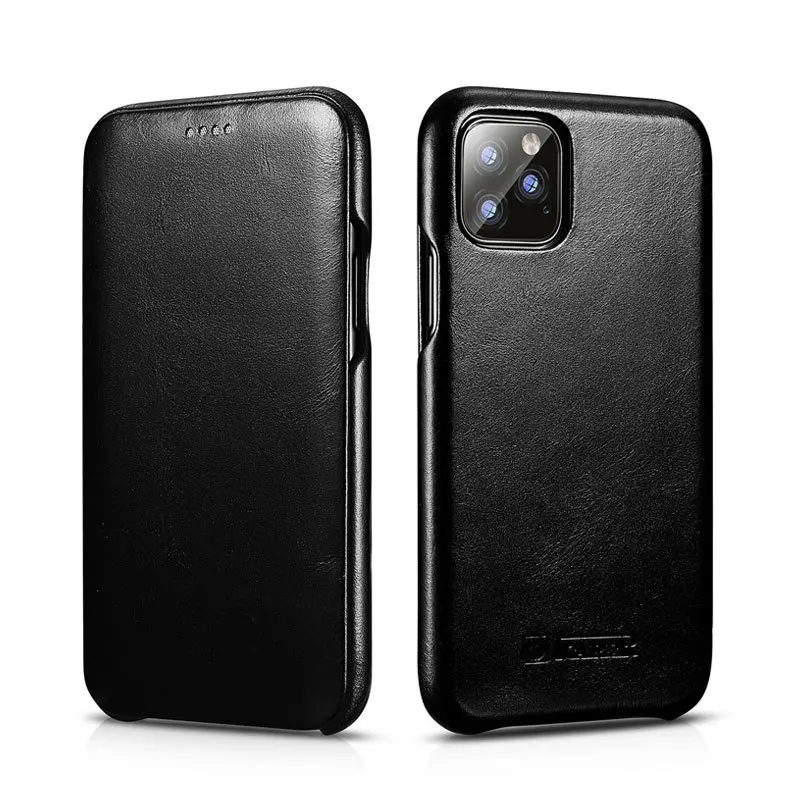 black Чехол-книжка из воловьей кожи для IPHONE 11 PRO MAX XS MAX XR, деловой Чехол для 6, 6 S, 7, 8 Plus, первый слой из натуральной кожи - Цвет: black