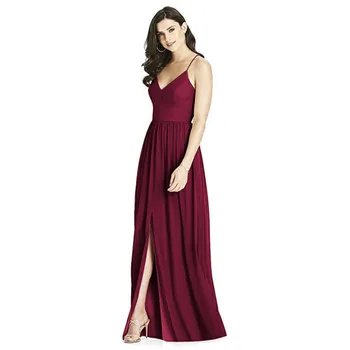 

Women's Full Dress Elegant Solid Color Split Pleated Backless Maxi Long Dress