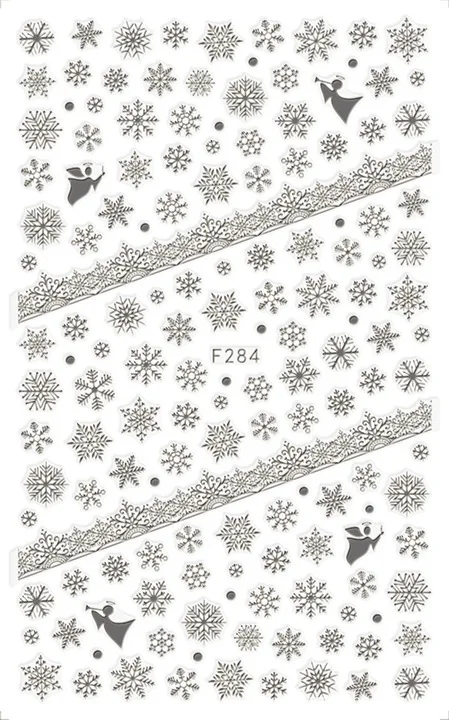 1 лист Рождественская тема наклейки для ногтей милый олень/Снежинка узор для ногтей DIY декоративная наклейка на стену самоклеящаяся - Цвет: F284 Silver