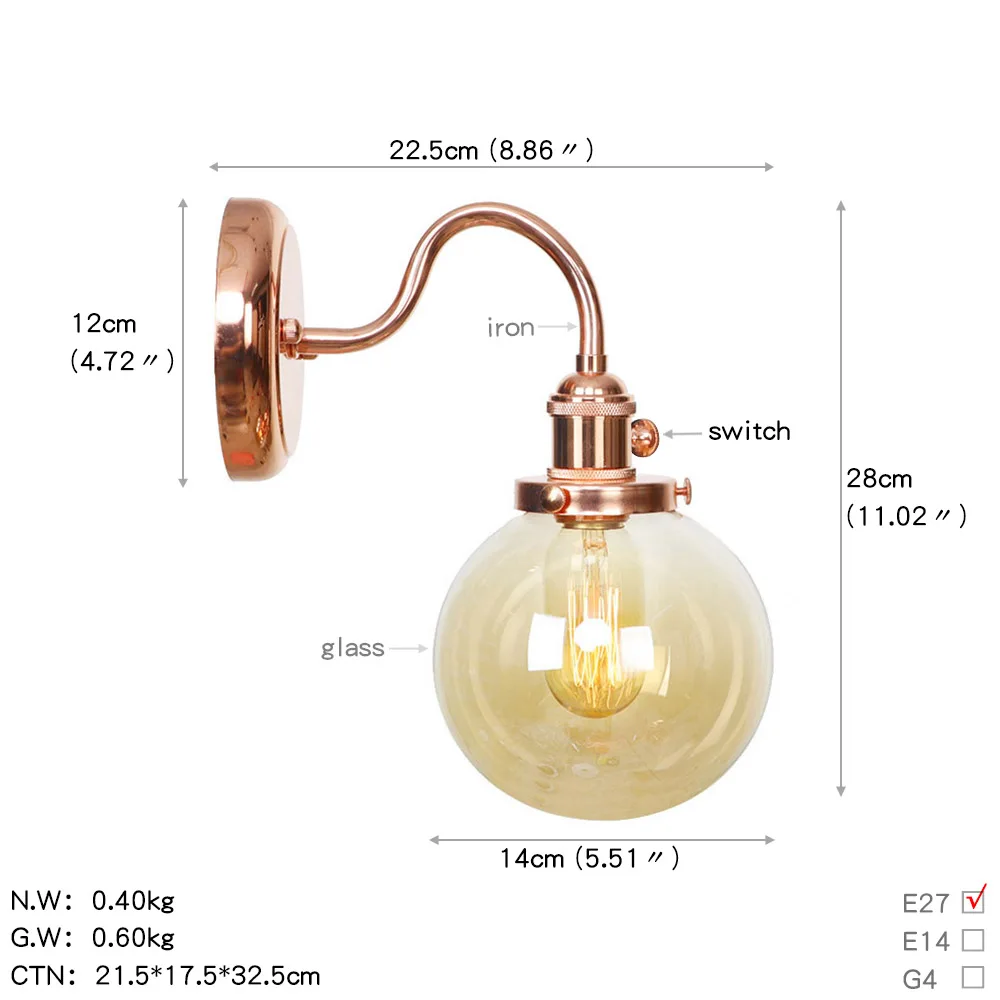 BA123玫瑰金+琥珀色罩 尺寸图英文版
