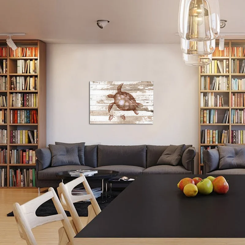 Картины черепахи настенные винтажные морские картины на винтажном деревянном