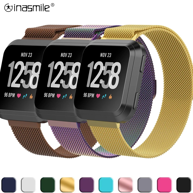 Потрясающий браслет из нержавеющей стали для Fitbit Versa, умные часы correa для Fitbit Lite Versa 2, ремешок для часов, магнитный Миланский ремешок