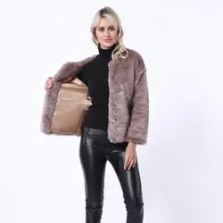 2019 осенне-зимний комплект коротких кожаных пальто женское пальто из кроличьего меха пальто из искусственного меха с длинным рукавом