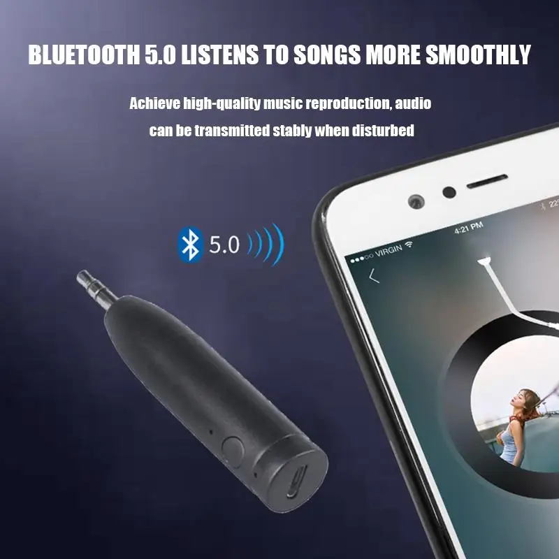 Onever 3,5 мм Aux Стерео музыка беспроводной аудиоресивер Bluetooth 5,0 приемник адаптер Hands-free автомобильный bluetooth-комплект адаптер