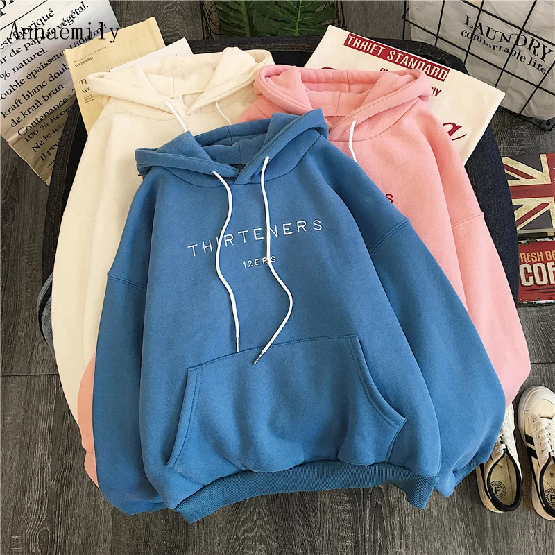

Fashion plus velvet women sweatshirt hooded hooded sweatshirt winter women's new Harajuku casual loose large loose sweatshirt