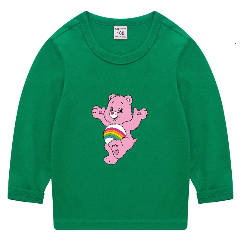 Care Bears/летние топы с круглым вырезом для мальчиков и девочек, смешная цветная футболка с длинными рукавами Детская футболка с рисунком для малышей