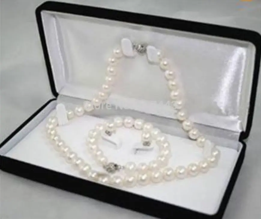 Wholesale 8-9MM White Akoya Cultured Pearl Necklace Bracelet Earring Set(A0516