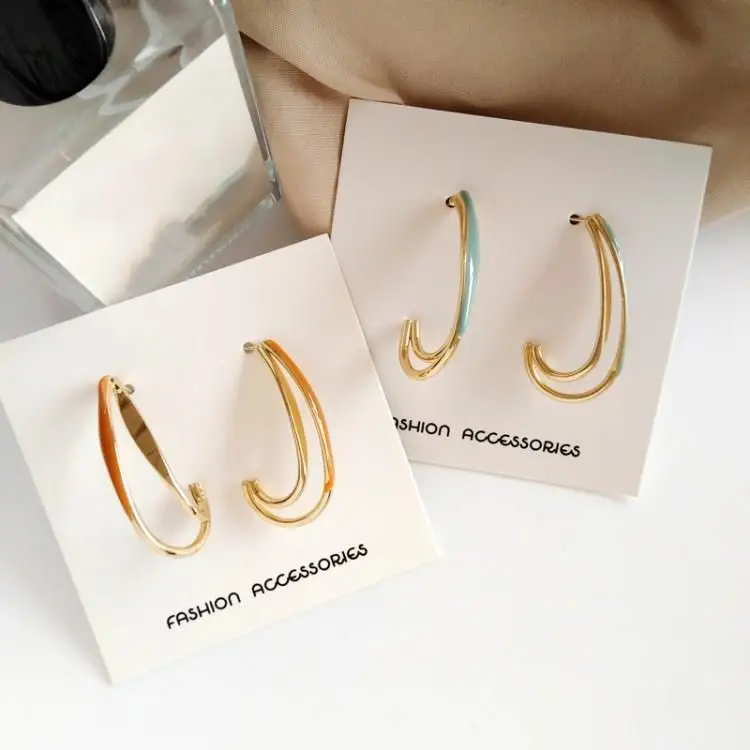 Модная C изогнутой полукруглые серьги гвоздики с геометрическим рисунком Для