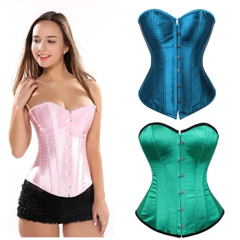 

Grebrafan Women's Plus Size Satin Overbust Corset Bustier Party Gothic