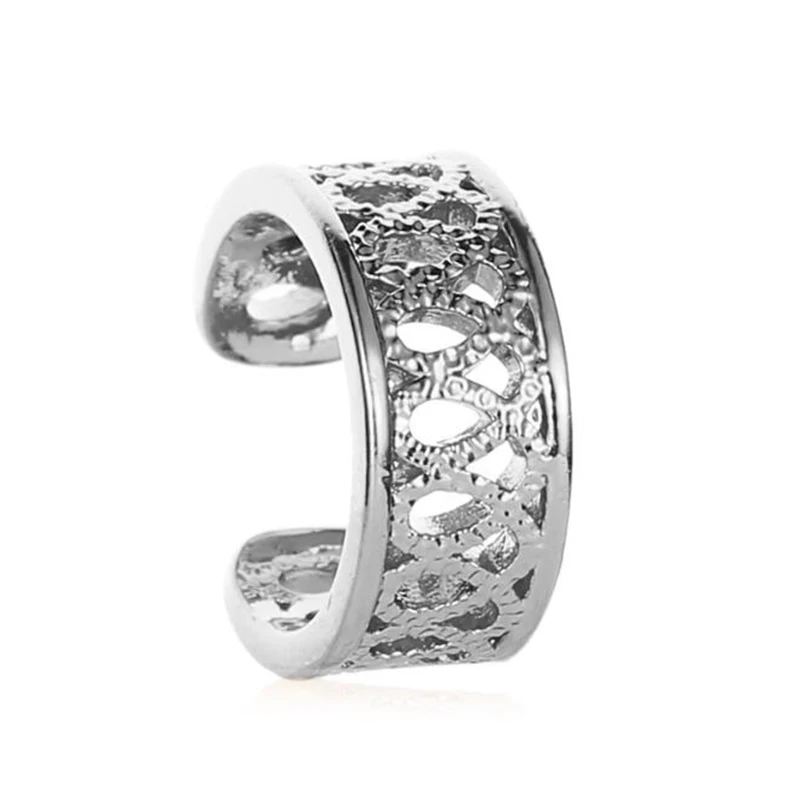 Silver color Винтажные полые серьги-манжеты для женщин золотого цвета, геометрические серьги-клипсы для девушек, ювелирные изделия в подарок - Окраска металла: Silver color