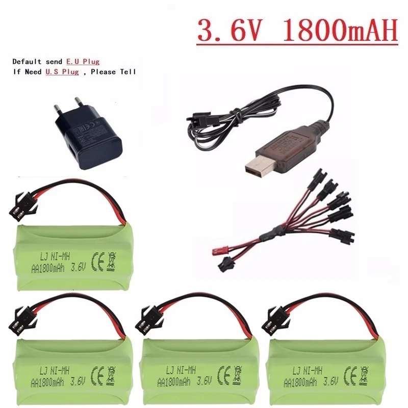 Peacock Blue T модель) Ni-MH 3,6 V 1800mah батарея+ 3,6 v зарядное устройство для Rc игрушечного автомобиля Танк Поезд Робот Лодка пистолет AA 3,6 v перезаряжаемый аккумулятор - Цвет: Peacock Blue