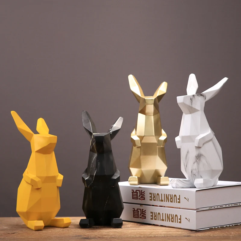 Европейские, полимерные геометрические Lucky Rabbit маленькие украшения, открывающие подарки на новоселье, домашняя мебель, гостиная/офис, Ремесла, Декор