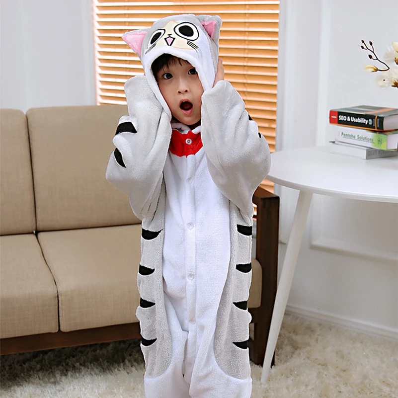 

Kids Boy Girl Halloween Homecoming Party Costume Animal Anime Chis Cat Sweet Home Cosplay Costume Zipper Hoodie Onesie Pajama