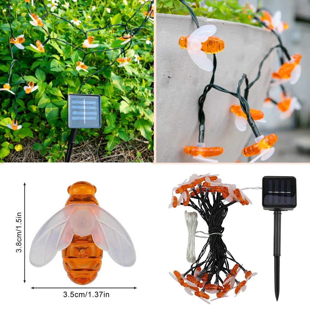 100 светодиодный светильник на солнечной батарее теплый в форме пчелы садовый