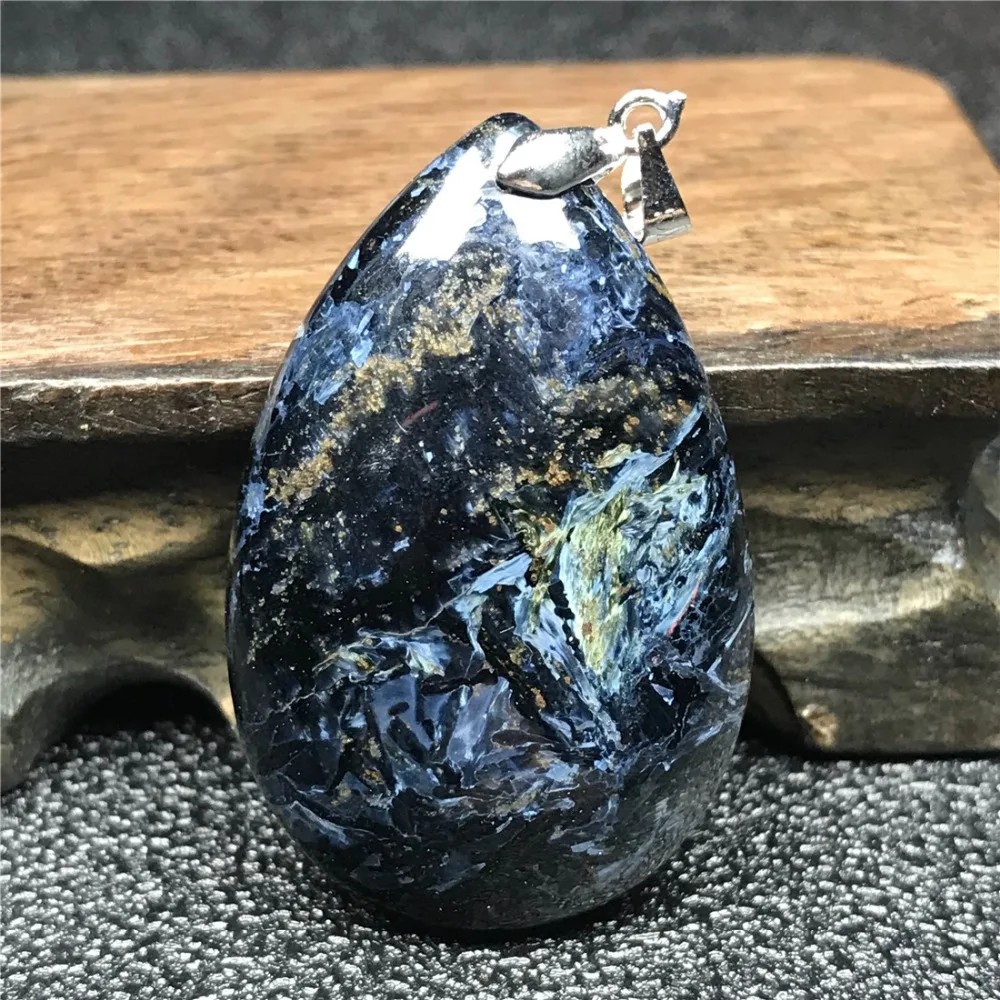 Натуральный Синий Кулон Pietersite для женщин и мужчин из кристаллов в виде капель воды 40x26x8 мм, бусины с эффектом фейерверка, ювелирные изделия из камня AAAAA