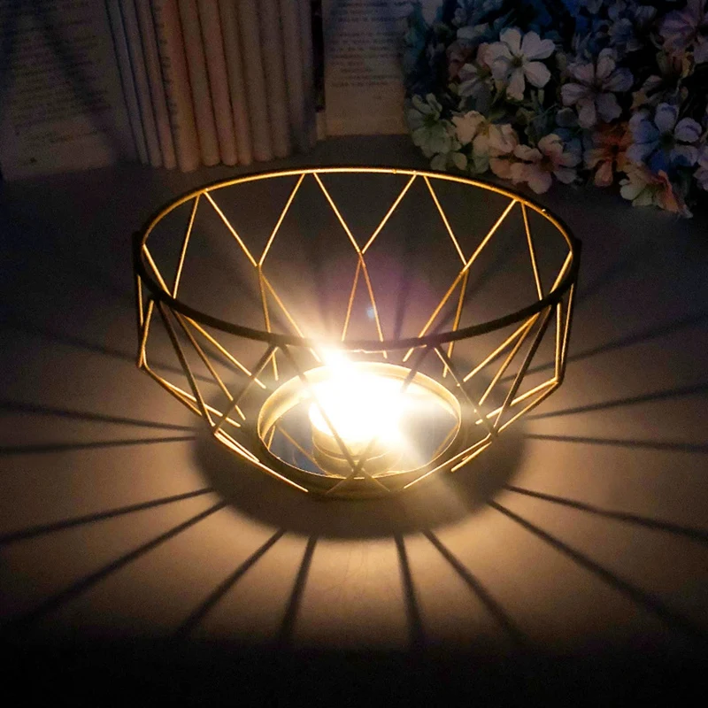 3D Geometric Candlestick Metal Candle Holder Wedding Home Decor Desktop Artist Geometric Candle Holder