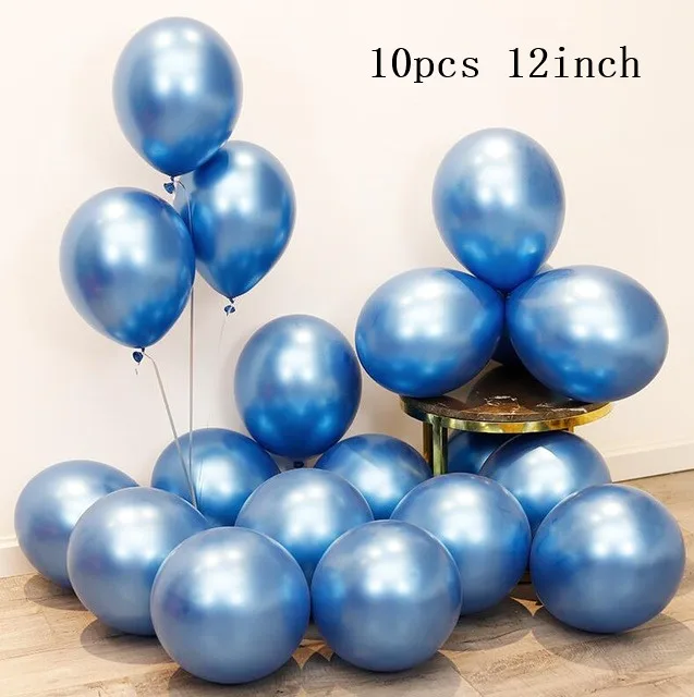 10pcs metal blue Счастливый 100 дней для девочек или мальчиков, Фольга шарики, День подарков будущей матери украшения металлическое серебристое латексные шары Корона декор для вечеринки в честь Дня рождения поставки - Цвет: 10pcs metal blue