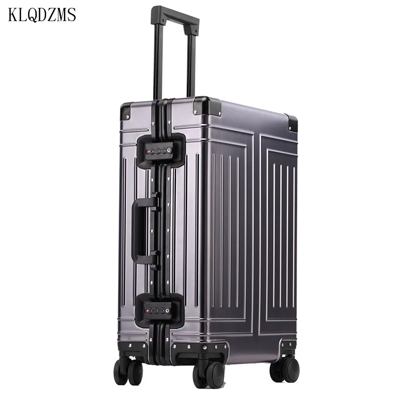 KLQDZMS 20’’24’’26’’29 Inch All Aluminum Alloy Fashion Business Suitcase   Removable Lining Retro Travel Trolley Luggage Bag