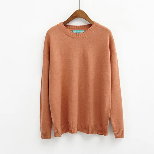 rust red Neploe Pull Femme осенне-зимний женский свитер корейский однотонный Вязаный топ с длинными рукавами Свободный Повседневный пуловер Джемперы 54055 - Цвет: rust red