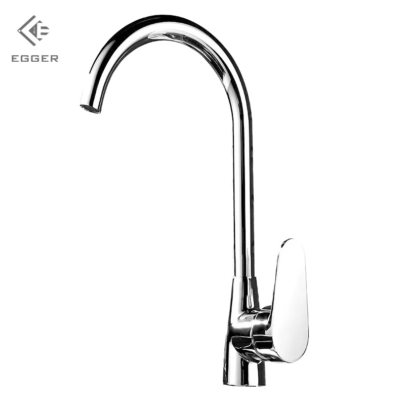 

EGGER Hot Cold Water Mixing Kitchen Faucet Copper Plating Sitting Upright Faucet Free Rotating Ceramic Spool Simple Faucet
