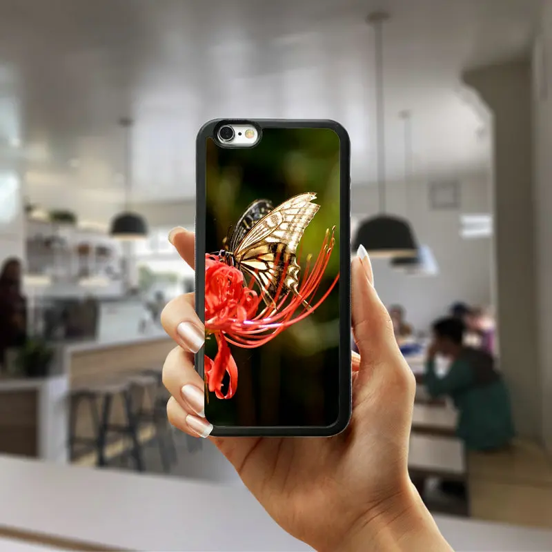 Твердый корпус для телефона, пластиковый чехол для iphone 8 7 6 6S Plus X XR XS Max 5s 5 SE 4 4s, красная бабочка на белых розах - Цвет: Picture 4