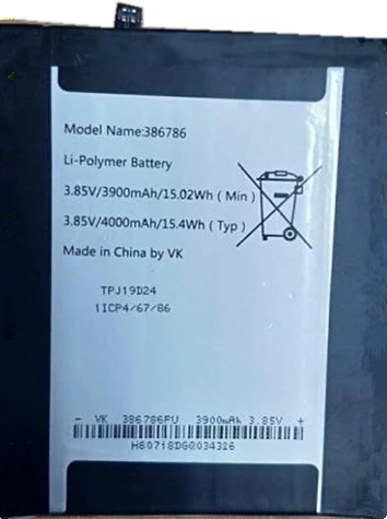 3 85 V 4000mAh 386786 Замена для BQ 6016 SUGAR C12 / перезаряжаемая Высококачественная полимерная