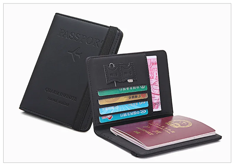 Тонкий кожаный чехол для паспорта и путешествий с держателем RFID - Цвет: 3