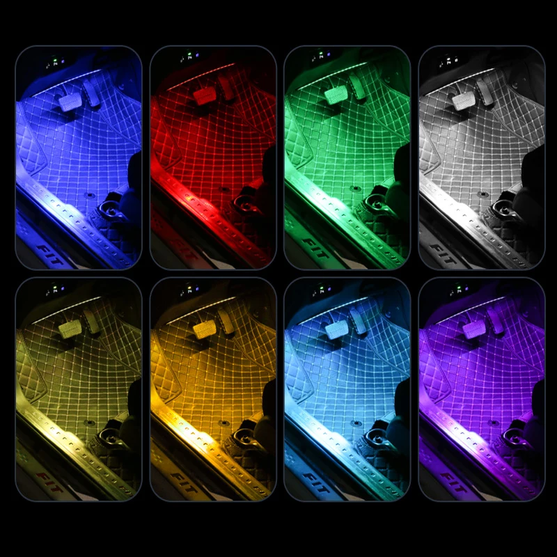 4 шт., автомобильный RGB светодиодный ленточный светильник 48/72, светодиодный ленточный светильник, s цвета, автомобильный Стайлинг, декоративные атмосферные лампы, автомобильный интерьерный светильник с пультом дистанционного управления