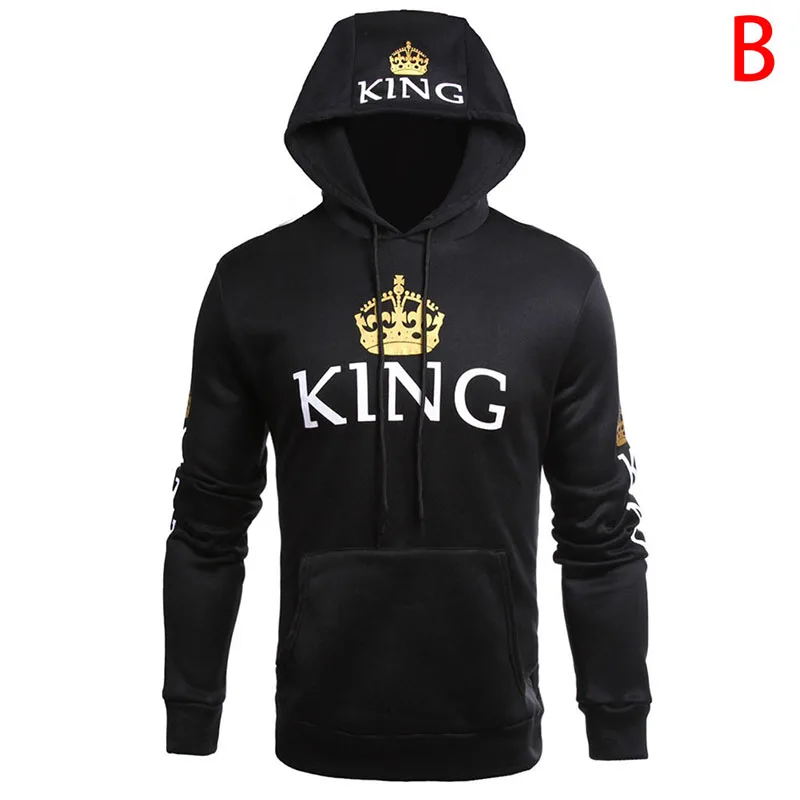 KING male Зимние Лоскутные пуловеры с капюшоном ING QUEEN с принтом короны унисекс для мужчин и женщин осенние толстовки узкий свитшот для влюбленных пар - Цвет: KING male