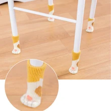 4 шт. Противоскользящий коврик для ног на стул вязаный коврик для ног в виде кошачьей лапы защитный чехол для ног мультяшный коврик для ног на стол