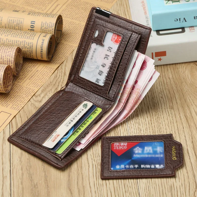Fashion Men Wallet Solid Color Luxury Brand Designer Clutch Bag Multi-card Slots Business Bifold Billfold Male Short Coin Purse