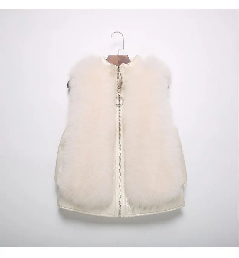 beige Жилет из натурального Лисьего меха Женская безрукавка осенний короткий жилет на молнии натуральный жилет на лисьем меху с утиным пухом жилетка женская - Цвет: beige