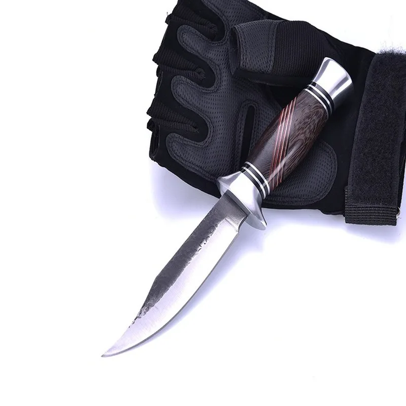 Swayboo 440C Steel Fixed Blade Knife Color Wooden Handle hunting Knife Outdoor Survival Knives With Nylon Knife Camping