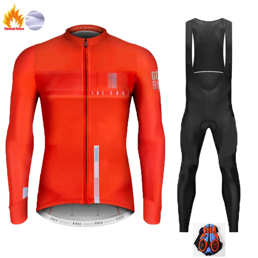 GOBIKING одежда для велоспорта Pro Team зимние теплые флисовые мужские майки для велоспорта MTB велосипед Майо Ropa Ciclismo Спортивная одежда - Цвет: Winter Jersey Suit