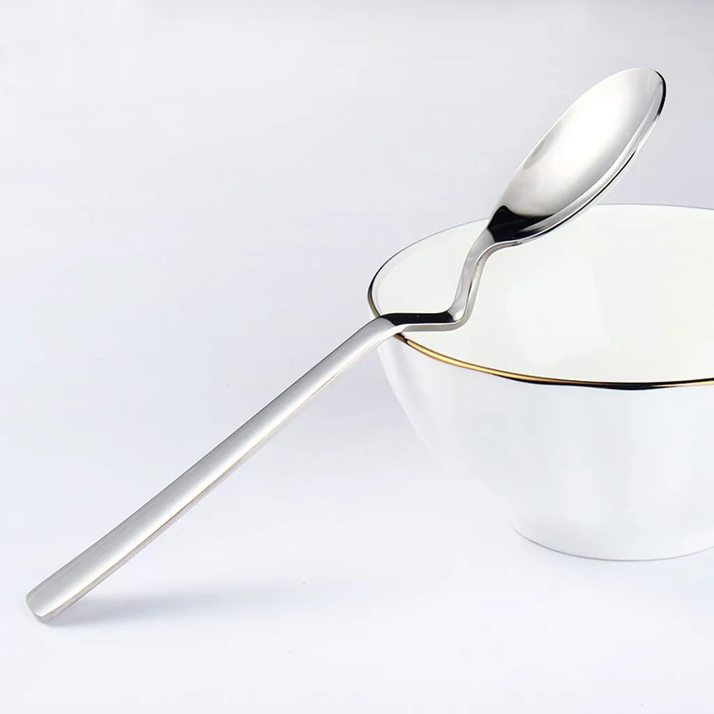 Creative Curving Silver Stainless Steel Metal Flatware Spoon Meal spoon hanging cup spoon dessert awl 19×4cm hygiene new 107