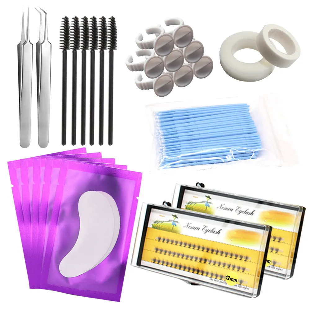 

Training False Eyelashes Extension Practice Exercise Kit Grafting Eye Lashes Pads Tweezers Glue Ring Eyebrow Makeup Brush Tools
