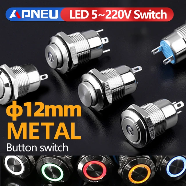 12mm Metal Push Button Switch Momentary / Latching Horn Car Boat IP65  Waterproof