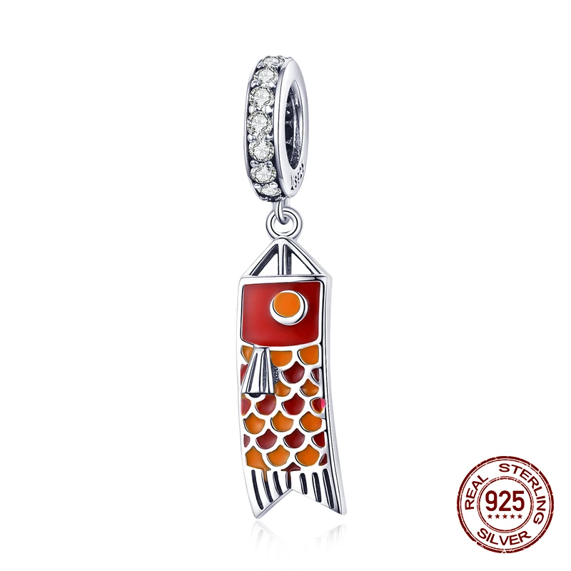 Китайский год красный серебряные бусины 925 пробы подвеска талисманы fit Pandora браслет ожерелье ювелирные изделия - Цвет: SC10850