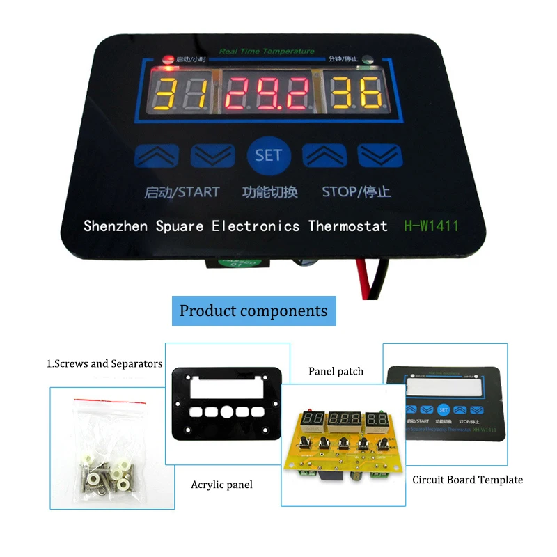 Pymeter XH-W1411, цифровой регулятор температуры, три дисплея, многофункциональный регулятор температуры, контрольный переключатель-19-99 ℃