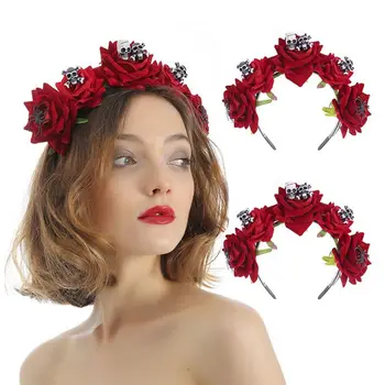 

New Halloween Simulation Velvet Rose Flower Headband High-quality Headband Ladies Hair Accessories/ .