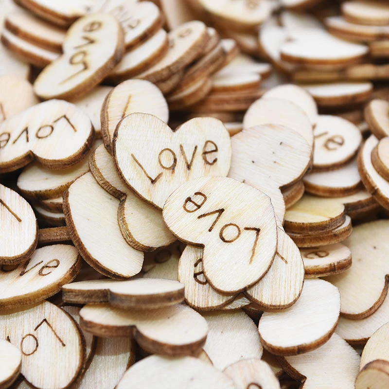 100 Rustic Wooden Love Heart Wedding Table Scatter Decoration Crafts