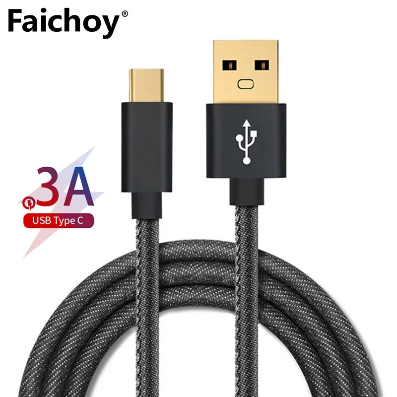 

Denim Braided USB Type C Cable USB C Charger Cable Cord for Samsung S8 Xiaomi Huawei P9 P10 plus USB Type-C Fast Charging Cables