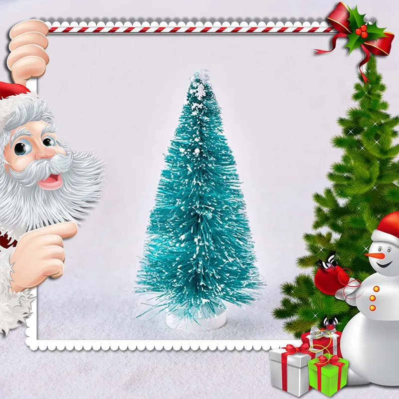 2 шт маленькие DIY елки поддельные сосны мини сизаль бутылка щетка Рождественская елка Санта снег мороз деревенский дом