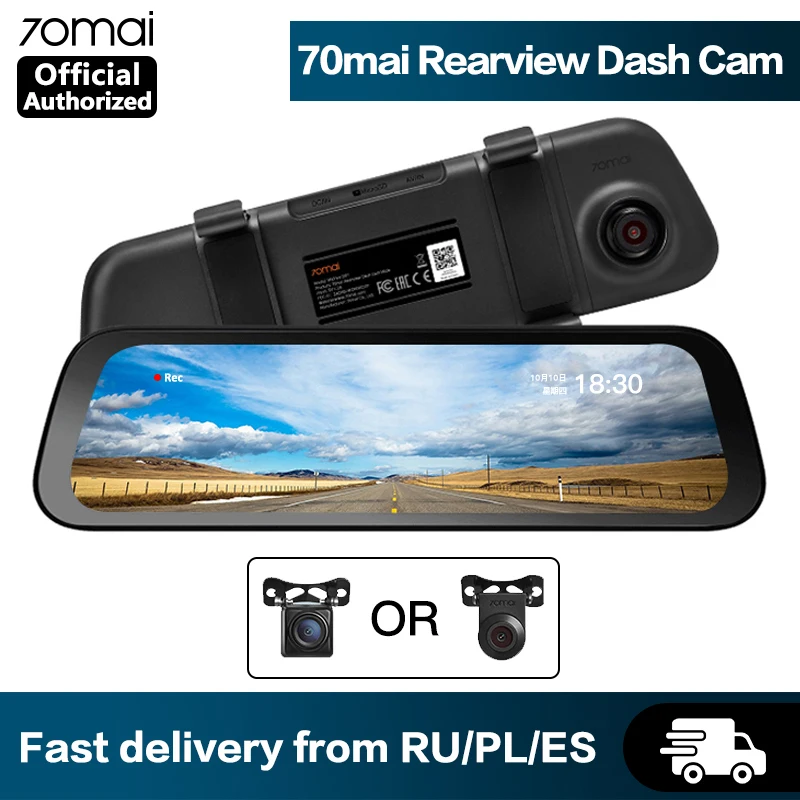 

70mai Dash Cam 9.35 inch Full Screen Stream Media Rear View Camera Car DVR Wifi 1080P 70 Mai Rearview Mirror Camera Recorder