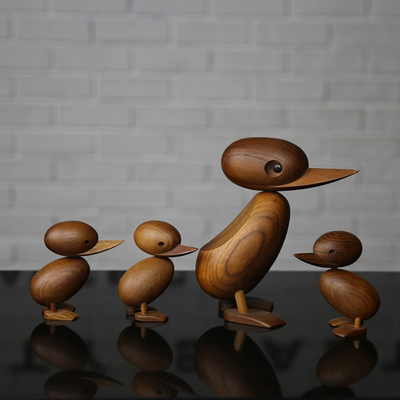 Danish Classic Small Duck Wood Carving Creative Home Ornament Desktop Decoration 