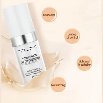 

TLM Magic Color Changing Liquid Foundation Base Nude Face Cover Concealer Long Lasting Makeup Skin Liquid Foundation TSLM2